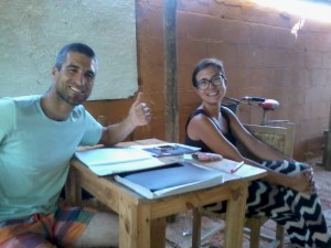 Michele y Gaston at classes in Hostel La Cruz del Sur